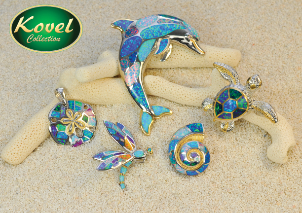 Kovel jewelry dolphin, sea turtle, sea snail, sanddollar and drangonfly pendants