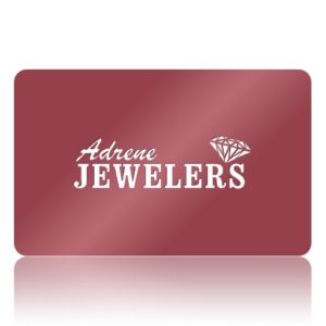 Card with Adrene Jewelers written on it