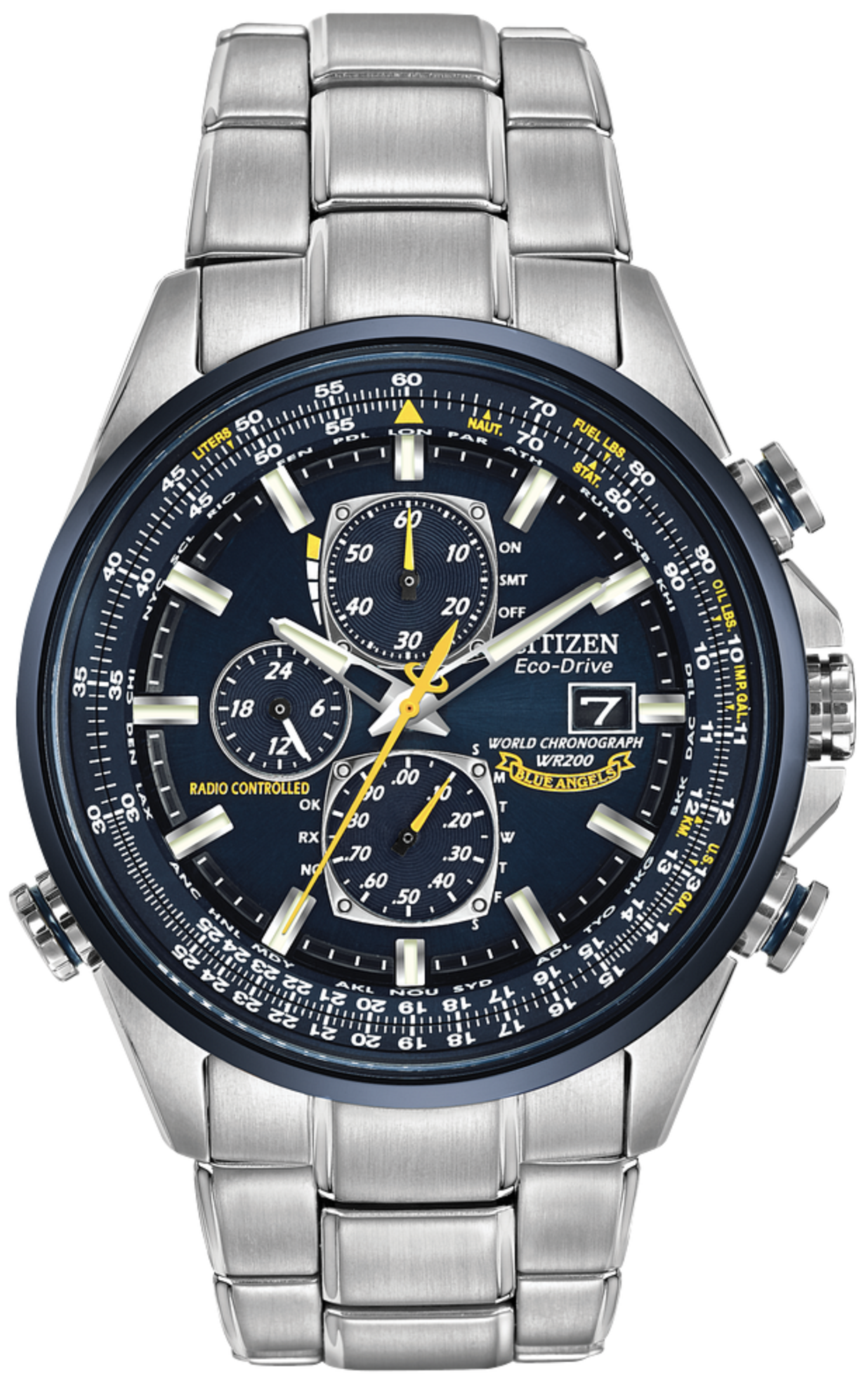 Citizen Eco-Drive World Chronograph A-T Blue Angles Stainless Steel -  Adrene Jewelers Cape Cod